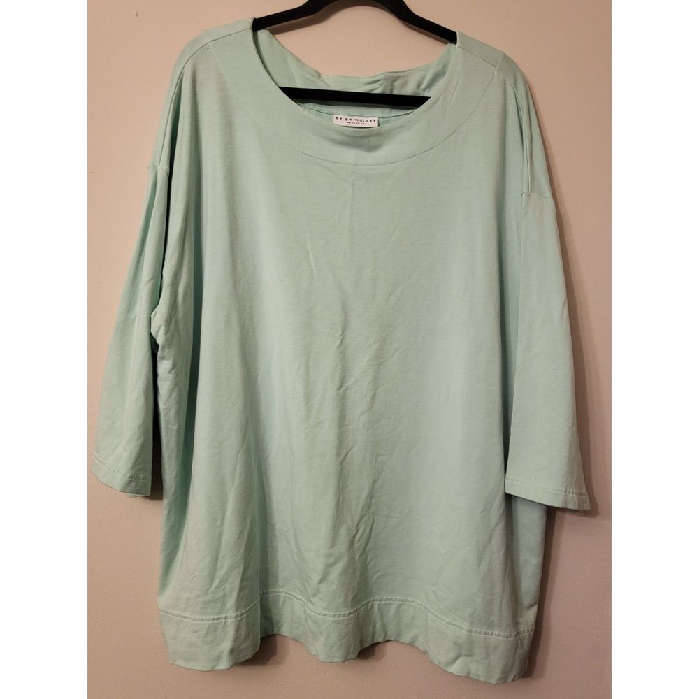 Bryn Walker Mint Green Oversized Top Size S Casual Coastal Lagenlook Mature
